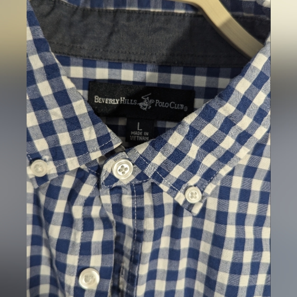 Beverly Hills Polo Club Blue Checkered  Slim Men's Shirt